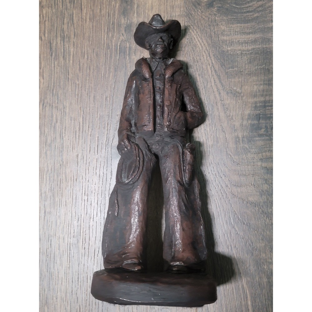 Vintage Cowboy Sculpture Figurine Western Americana Decor‎ VARGO Signed Art